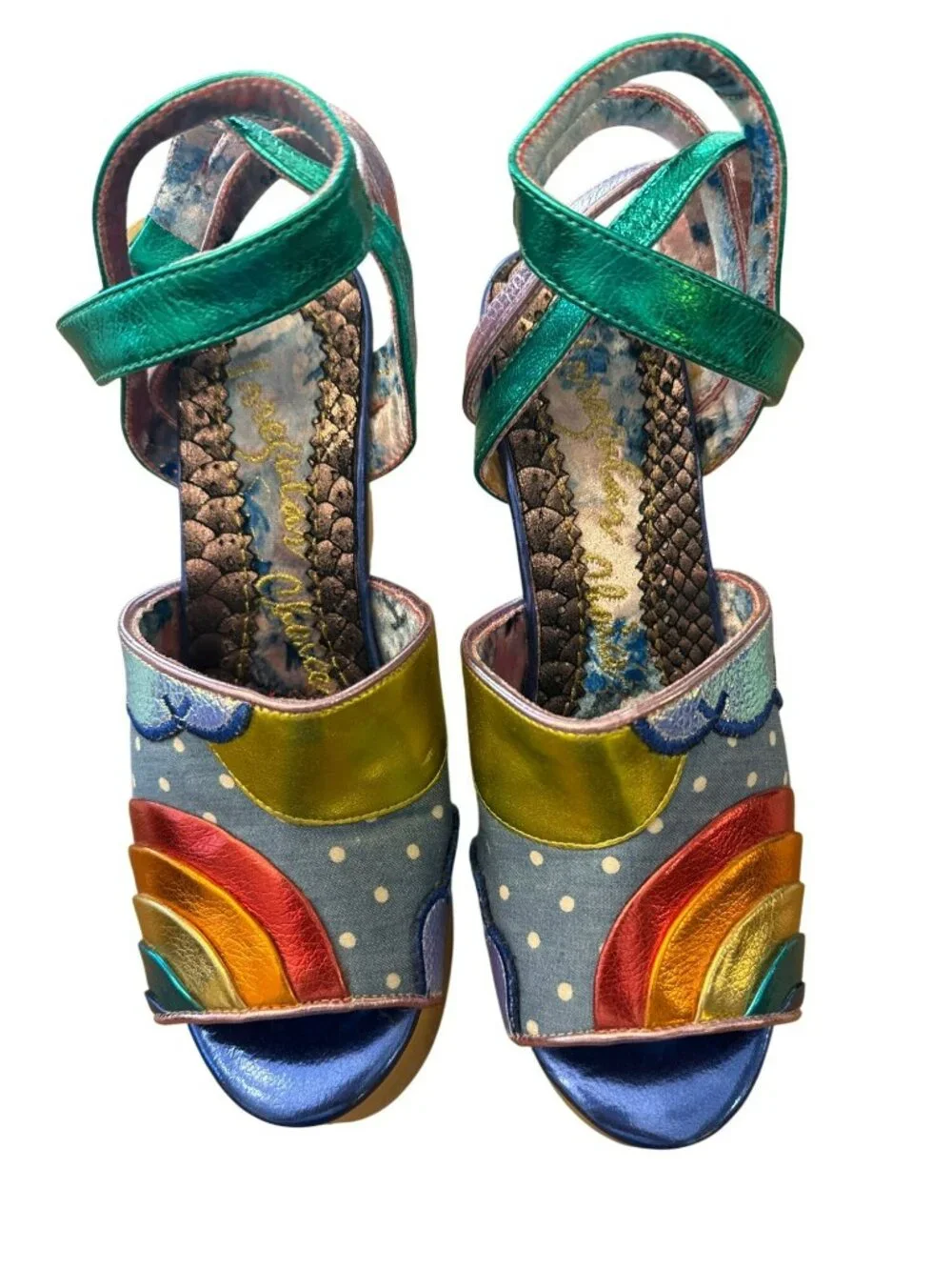 Irregular Choice Funshine 70s Rainbow Wedge Platform Sandals 7 38 Heels Retro - Picture 2 of 10